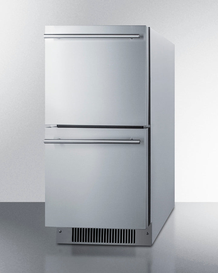 Summit ADRD15 15-inch two-drawer refrigerator with stainless steel finish and customizable panels - MyAppliancesShop