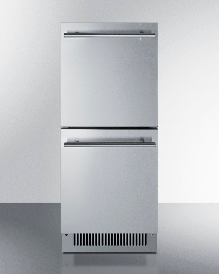 Summit ADRD15 15-inch two-drawer refrigerator with stainless steel finish and customizable panels - MyAppliancesShop