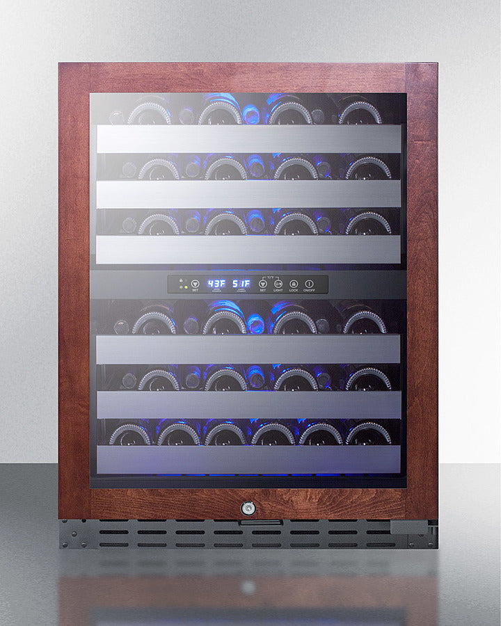 Summit ALWC532PNR dual-zone wine cellar with panel-ready door, blue LED lighting, and ball-bearing shelves - MyAppliancesShop