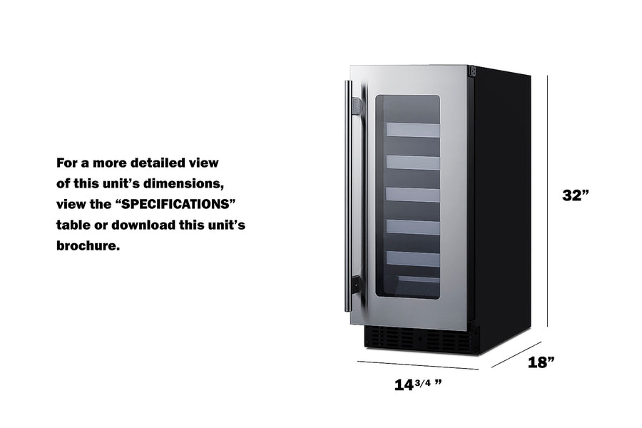 Summit ASDW1522 15-inch single-zone shallow-depth ADA-compliant wine cellar with stainless steel trim - MyAppliancesShop