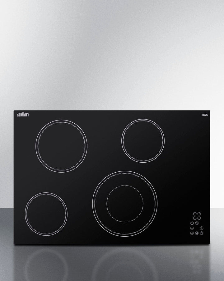 Summit CR4B30T11B radiant cooktop with touch controls, black ceramic glass surface, and four burners - MyAppliancesShop