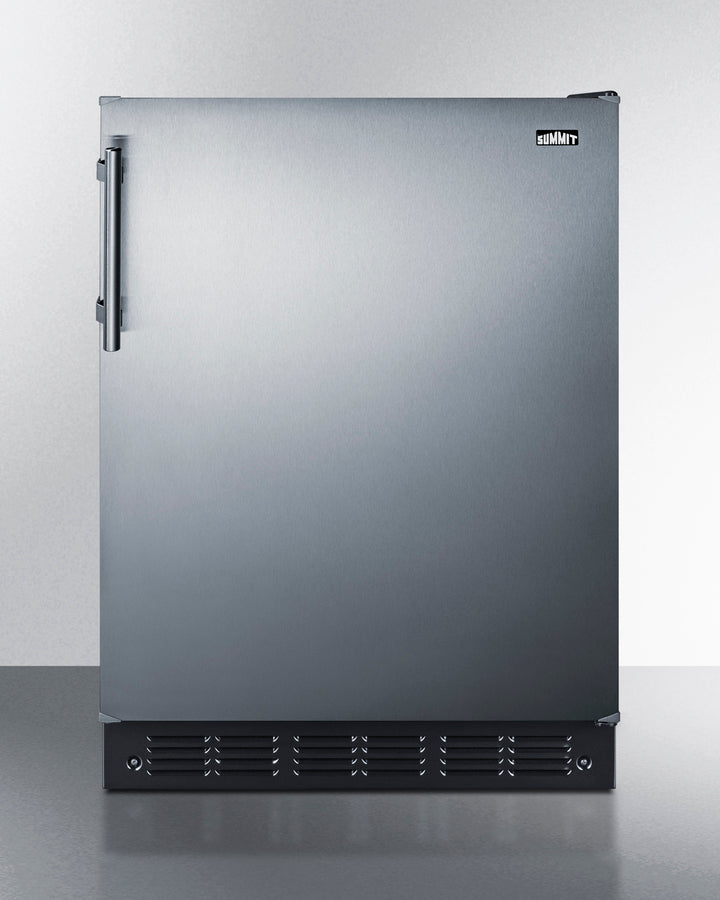 Summit CT66BK2SS undercounter refrigerator-freezer with stainless steel door and black exterior - MyAppliancesShop