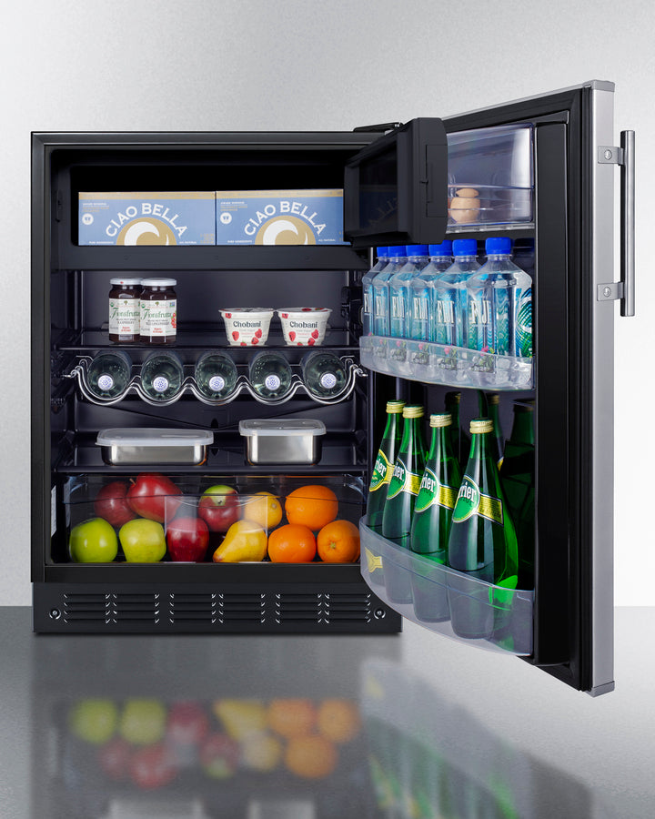 Summit CT66BK2SSADA ADA-compliant refrigerator-freezer with stainless steel door and black cabinet - MyAppliancesShop