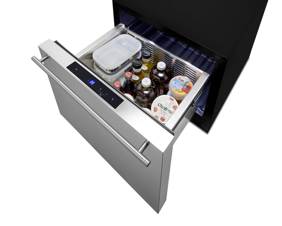 Summit FF1DSS stainless steel refrigerator drawer for indoor and outdoor use with customizable panel options - MyAppliancesShop