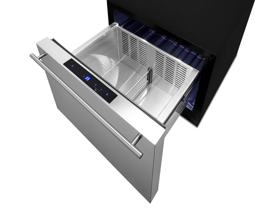 Summit FF1DSS stainless steel refrigerator drawer for indoor and outdoor use with customizable panel options - MyAppliancesShop