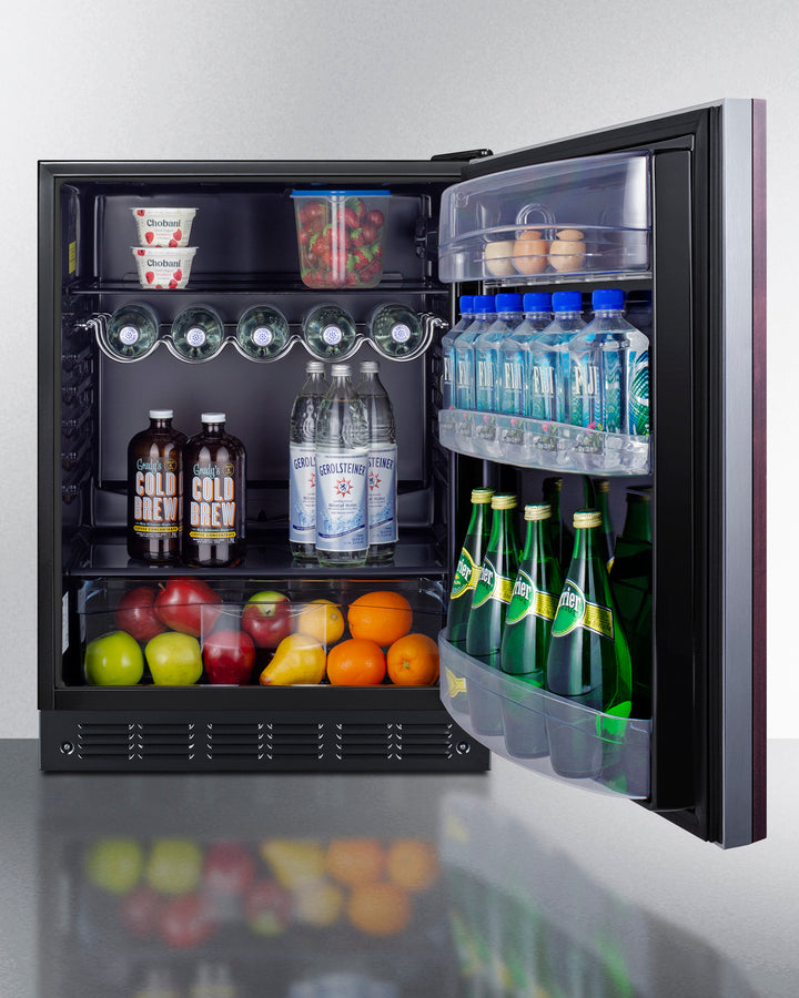 Summit FF6BK2SSIFADA ADA-compliant refrigerator featuring a customizable panel-ready door, black cabinet, 5.8 cu.ft. interior, and spill-proof glass shelves - MyAppliancesShop