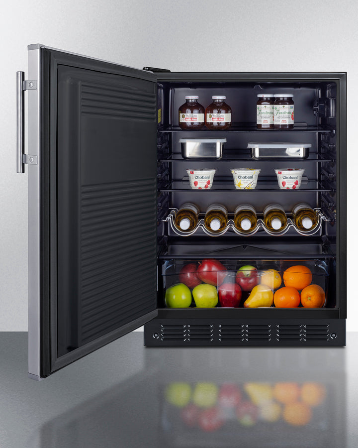 Summit ADA-compliant undercounter refrigerator FF708BLSSADA with stainless steel door and adjustable shelves - MyAppliancesShop