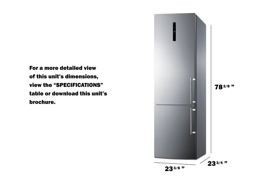 Summit FFBF181ES2LHD 24-inch bottom freezer refrigerator with stainless steel doors, adaptive cooling, and eco-friendly design - MyAppliancesShop