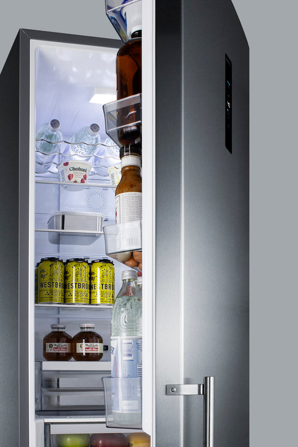 Summit FFBF181ES2 European-designed bottom freezer refrigerator with stainless steel doors, adjustable shelves, and advanced cooling features - MyAppliancesShop