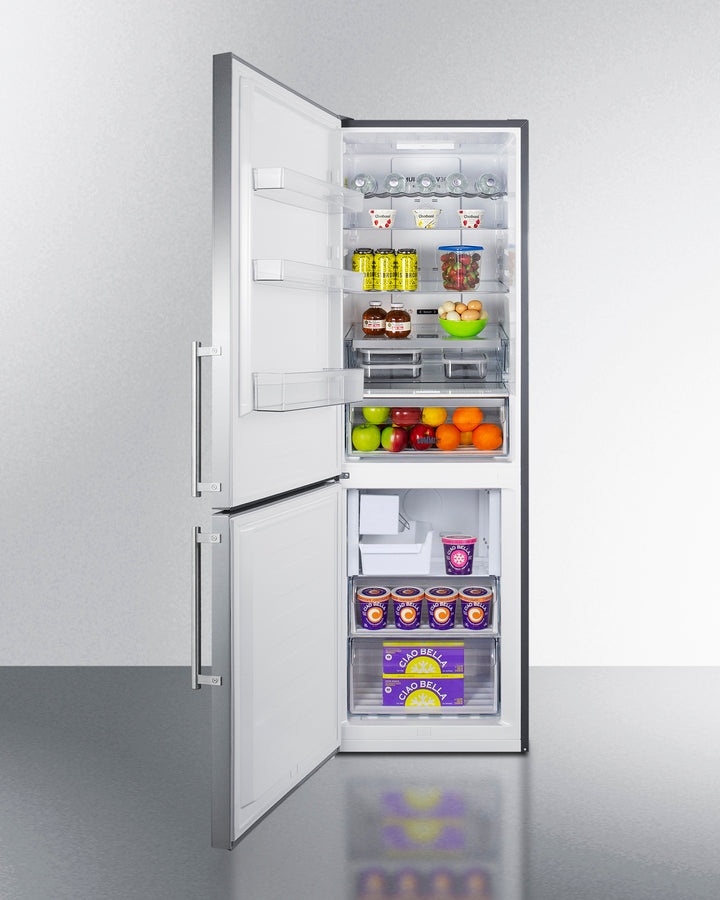 Summit FFBF249SS2LHD refrigerator with left-hand swing, stainless steel doors, and built-in icemaker for small kitchens - MyAppliancesShop