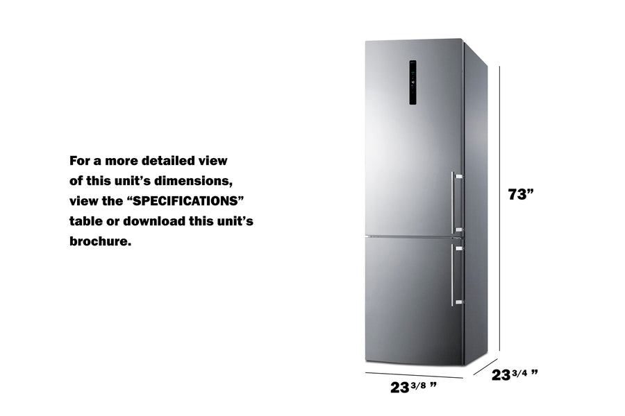 Summit FFBF249SS2LHD refrigerator with left-hand swing, stainless steel doors, and built-in icemaker for small kitchens - MyAppliancesShop