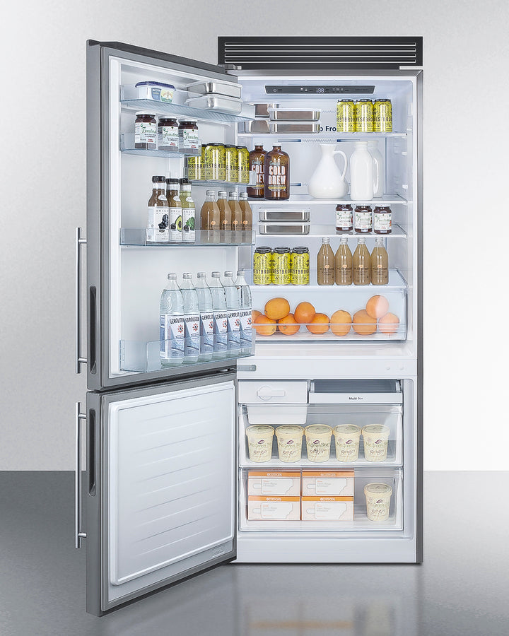 Summit FFBF279SSXH72LHD refrigerator-freezer with stainless steel doors, frost-free operation, and adjustable storage for compact kitchens - MyAppliancesShop