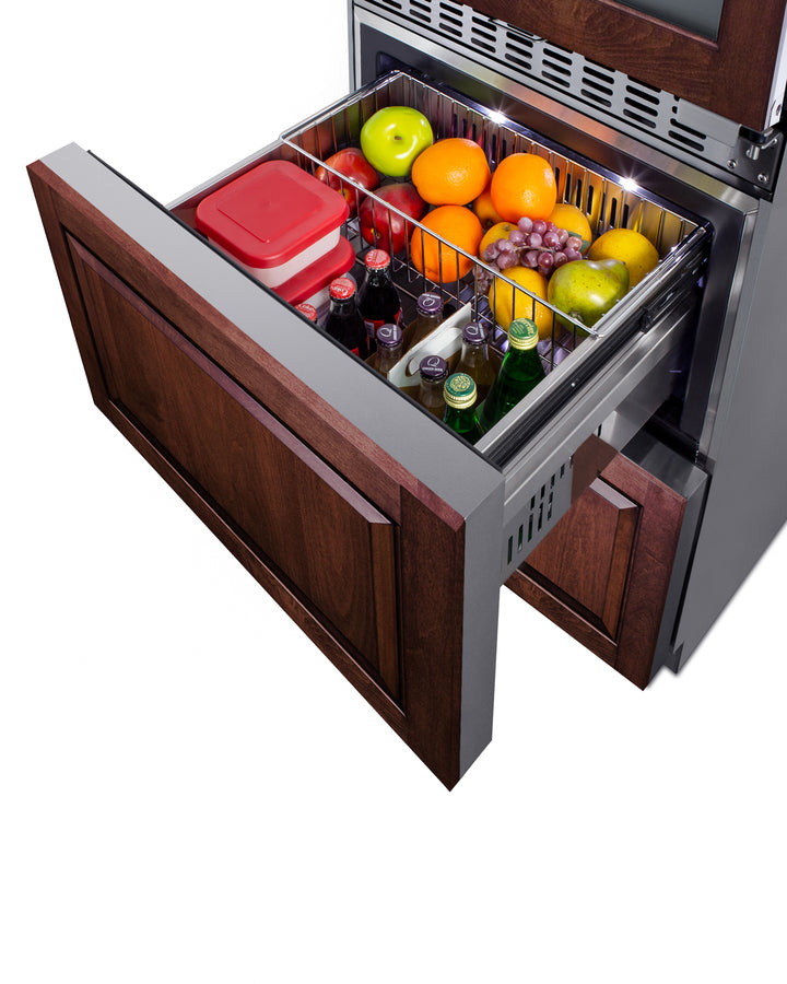 Summit Residential 24" Wide Combination Dual-Zone Wine Cellar and 2-Drawer All-Refrigerator (Panels Not Included)