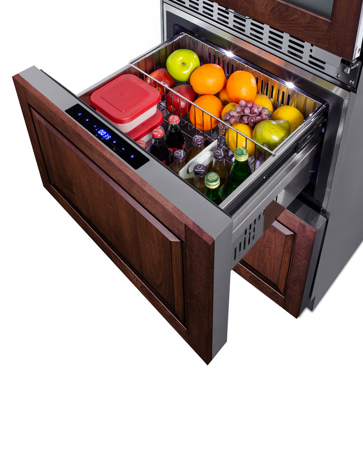 Summit Residential 24" Wide Combination Dual-Zone Wine Cellar and 2-Drawer Refrigerator-Freezer (Panels Not Included)