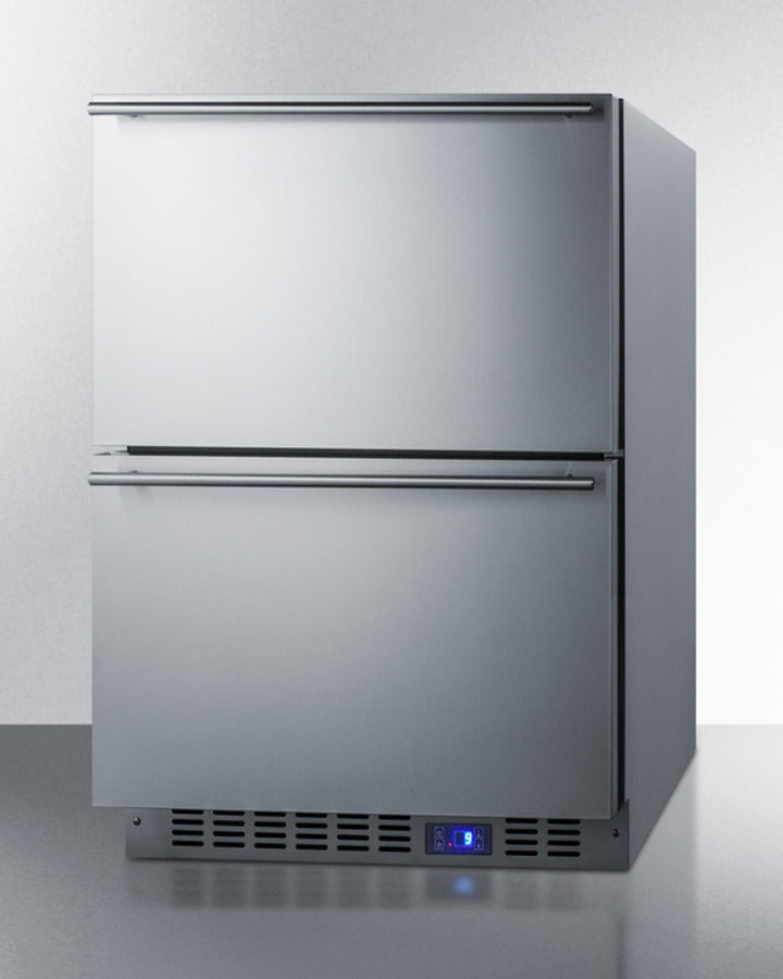 Summit SCFF532D two-drawer all-freezer with stainless steel construction, frost-free operation, and customizable drawer panels for built-in or freestanding use - MyAppliancesShop