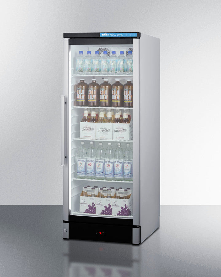 Summit SCR1154 compact beverage merchandiser with glass door, white interior, and adjustable wire shelves - MyAppliancesShop