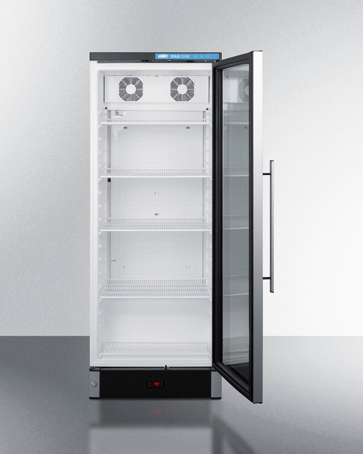 Summit SCR1154 compact beverage merchandiser with glass door, white interior, and adjustable wire shelves - MyAppliancesShop