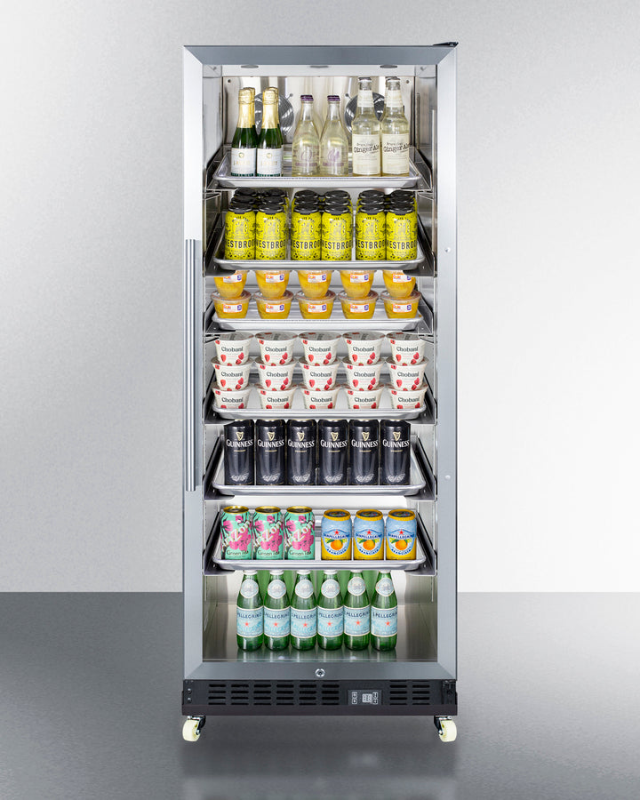 Summit SCR1156RI 24" commercial mini reach-in beverage center with glass door and dolly - MyAppliancesShop