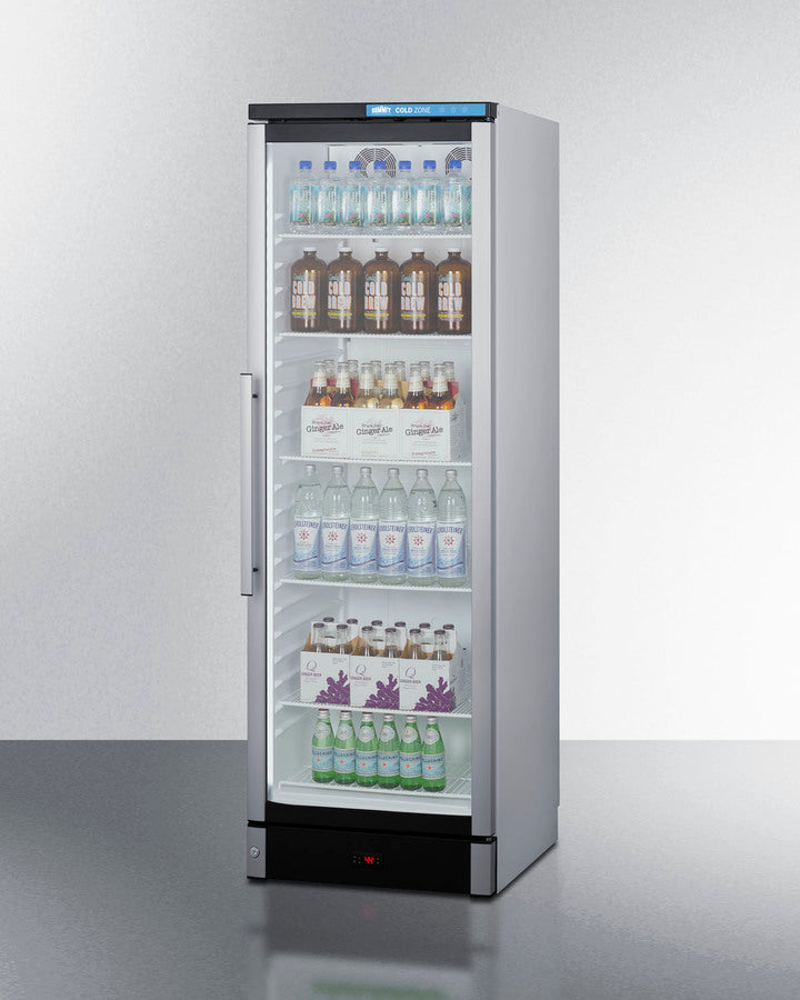 Summit SCR1301 beverage merchandiser with glass door, bright interior, adjustable shelves, and LED lighting - MyAppliancesShop