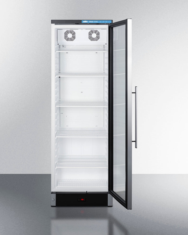 Summit SCR1301 beverage merchandiser with glass door, bright interior, adjustable shelves, and LED lighting - MyAppliancesShop