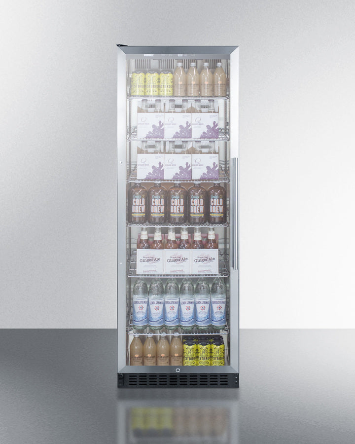 Summit SCR1401LHCSS 24" Beverage Center with stainless steel trim, glass door, adjustable shelving, and commercial-grade durability - MyAppliancesShop