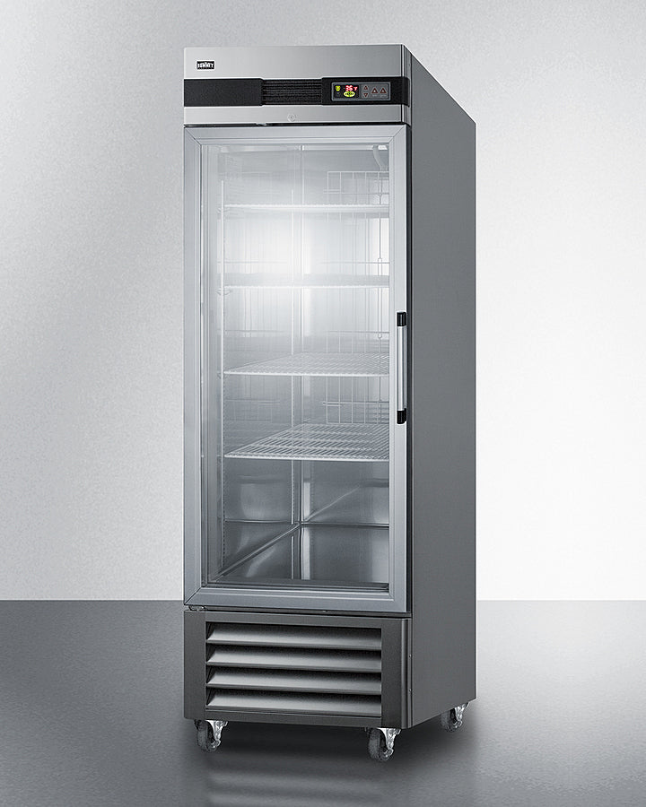 Summit SCR23SSGLH Reach-In Refrigerator with left-hand swing glass door and stainless steel cabinet - MyApplianceShop