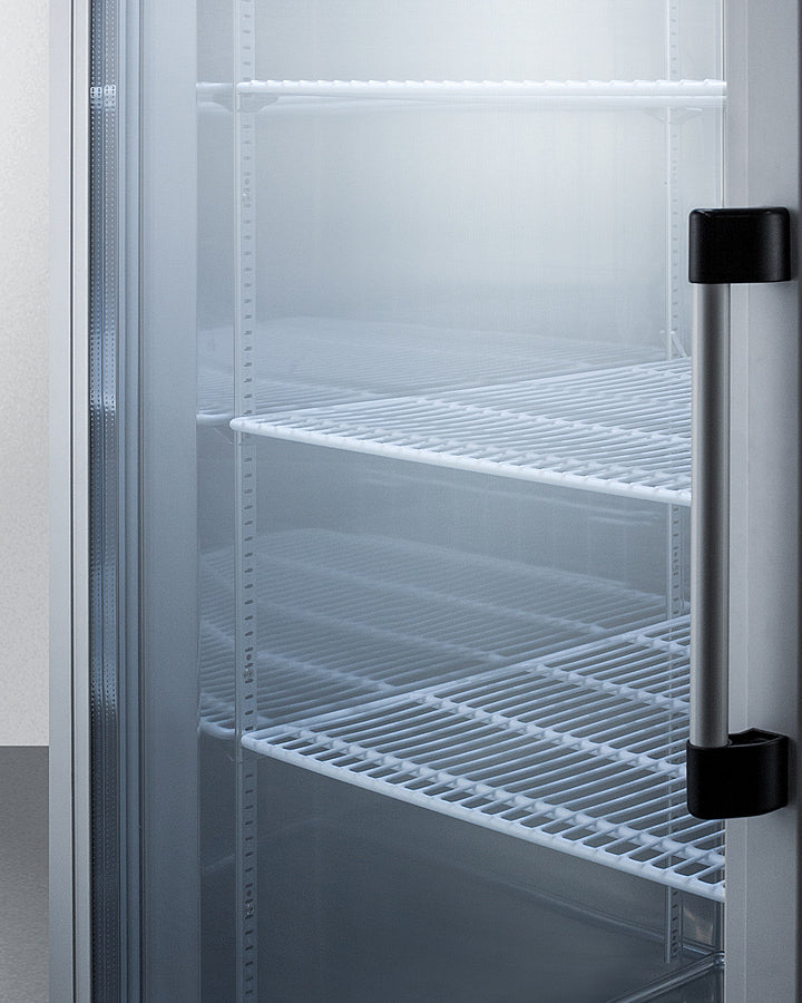 Summit SCR23SSGLH Reach-In Refrigerator with left-hand swing glass door and stainless steel cabinet - MyApplianceShop