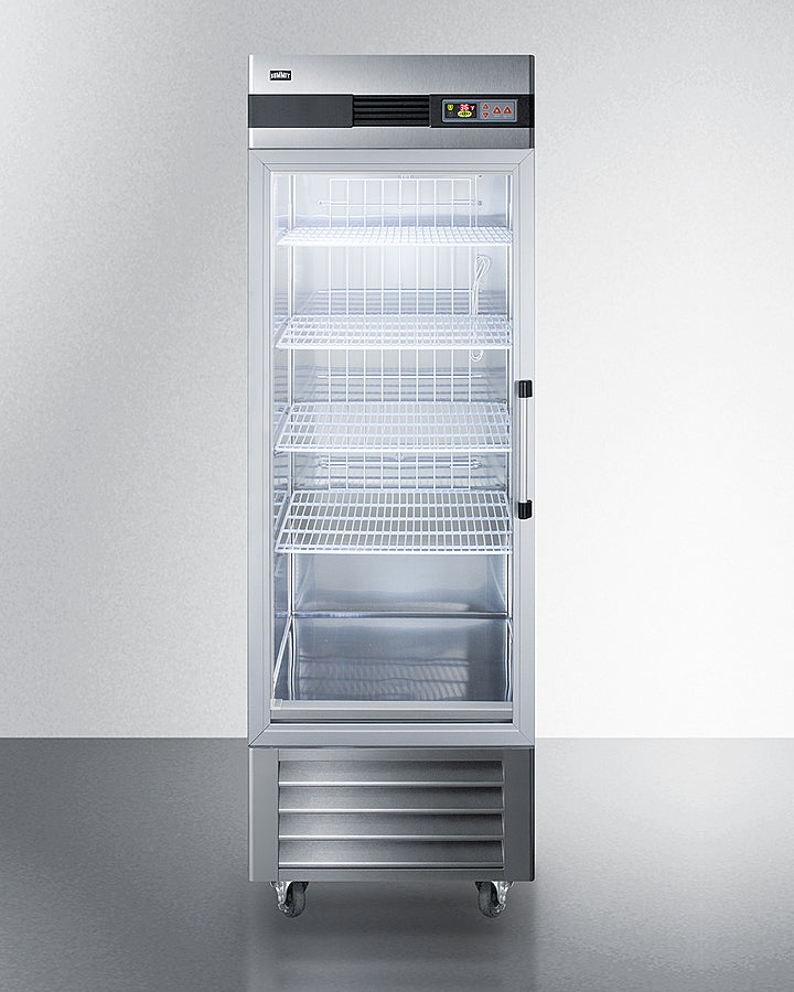 Summit SCR23SSGLH Reach-In Refrigerator with left-hand swing glass door and stainless steel cabinet - MyApplianceShop