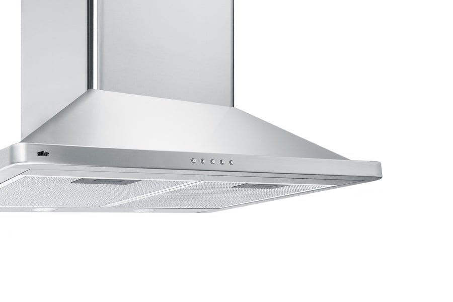 Summit SEH3624SS 24-inch European-style range hood with brushed stainless steel, rounded pyramid canopy, and LED lighting for modern kitchens - MyAppliancesShop