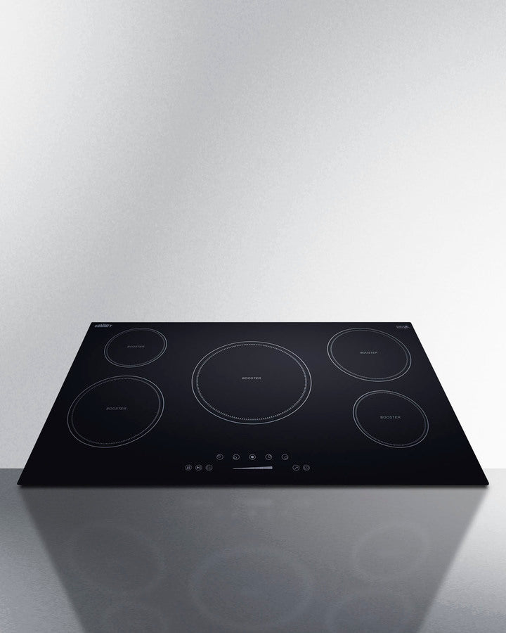 Summit SINC5B36B 36-inch black glass induction cooktop with five cooking zones and touch control panel - MyAppliancesShop