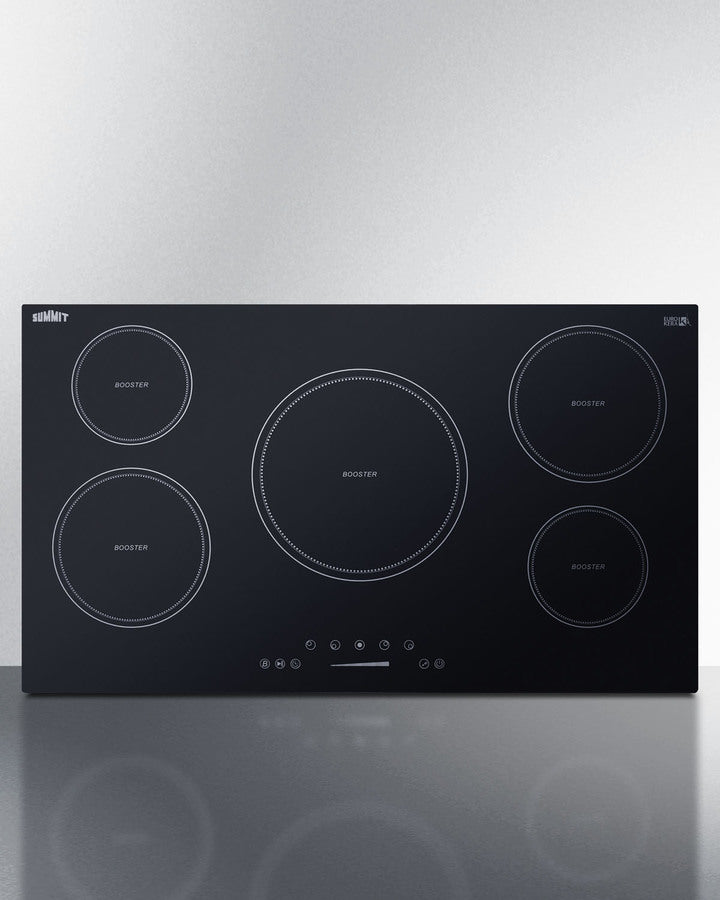 Summit SINC5B36B 36-inch black glass induction cooktop with five cooking zones and touch control panel - MyAppliancesShop