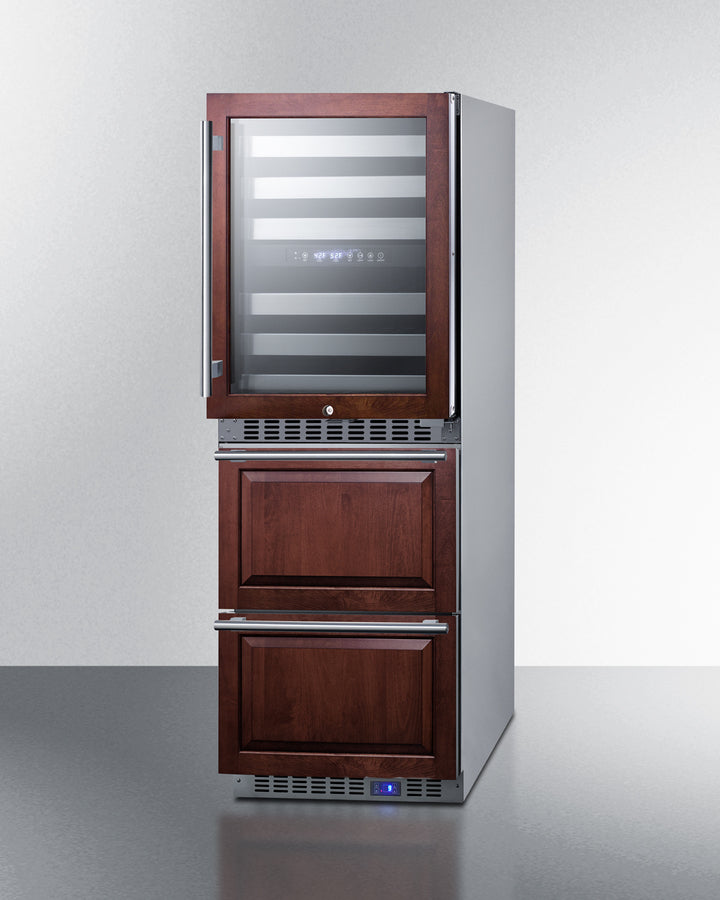 Panel-ready Summit SWCDAF24PNR combination wine cellar and two-drawer freezer with customizable overlay fronts and recessed LED lighting - MyAppliancesShop