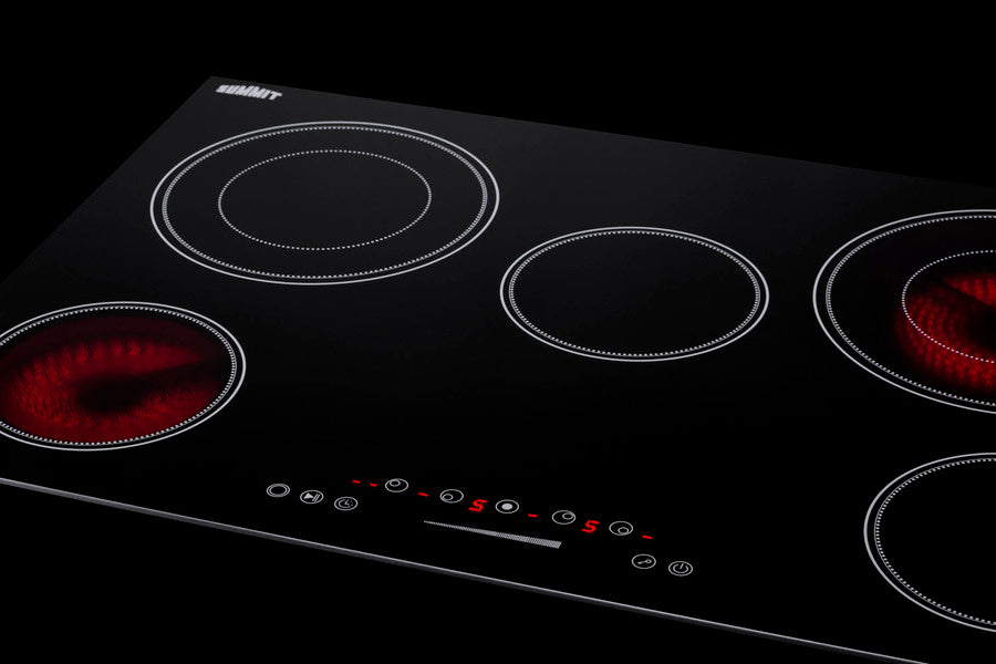 Summit CR4B30T11B radiant cooktop with touch controls, black ceramic glass surface, and four burners - MyAppliancesShop