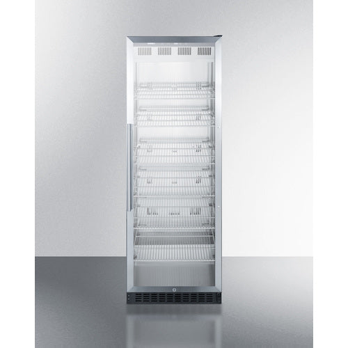 Summit SCR1401RI Mini Beverage Center with dolly, glass door, LED lighting, and adjustable shelving - MyAppliancesShop