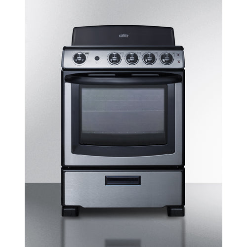 Summit PROEL20SS 20-inch electric range with stainless steel exterior, coil burners, large oven window, and waist-high broiler for compact kitchens - MyAppliancesShop