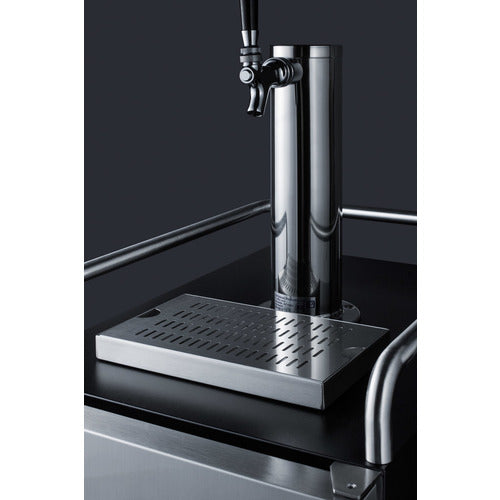 Front view of the Summit SBC15WK 15" Wine Kegerator with stainless steel door and chrome draft tower - MyApplianceShop