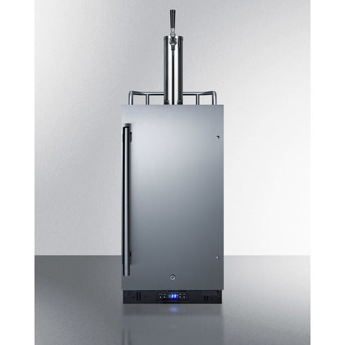 Front view of the Summit SBC15WK 15" Wine Kegerator with stainless steel door and chrome draft tower - MyApplianceShop