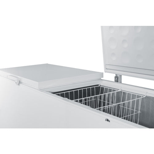 Summit SCFM252WH Commercial Chest Freezer with lift-up lids and stainless steel corner protectors - MyApplianceShop