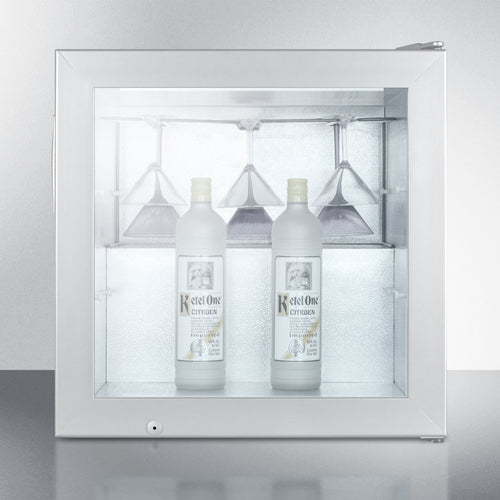 Summit SCFU386CSSVK Compact Vodka Chiller with suspended martini glasses and self-closing glass door - MyAppliancesShop