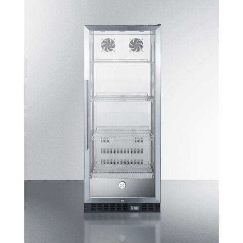 Summit SCR1156CSS 24" Wide Commercial Beverage Center with stainless steel door, LED lighting, and cantilevered shelving - MyApplianceShop