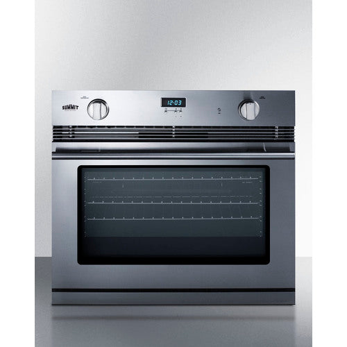 Summit SGWOGD30 stainless steel wall oven with porcelain interior, adjustable shelves, and convection cooking for modern kitchens - MyAppliancesShop